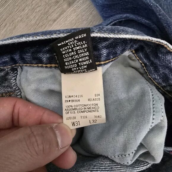 VTG Y2K Structure Relaxed Fit Jeans Men 31x32* Straight Leg Dark Rinse Baggy - Picture 9 of 14